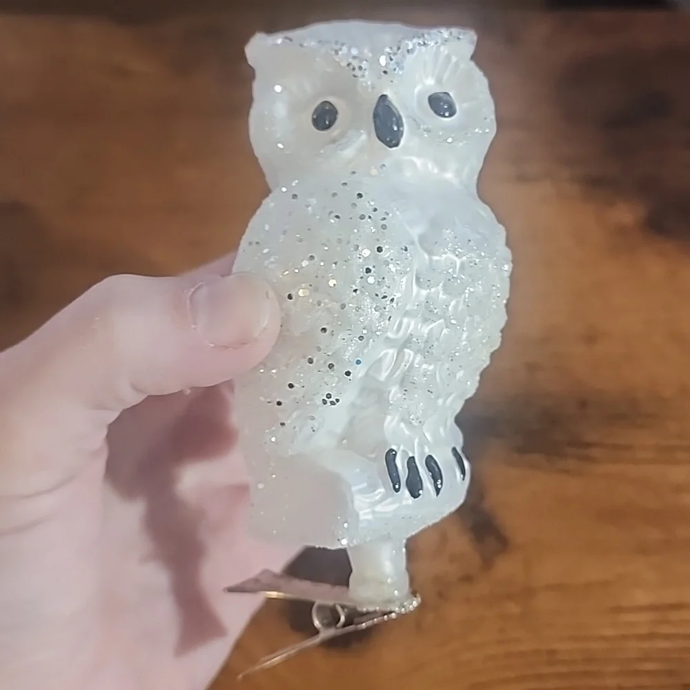 White Owl Glass Christmas Ornament FIRM PRICE IS $34 For Both I'll Do$60 Firm